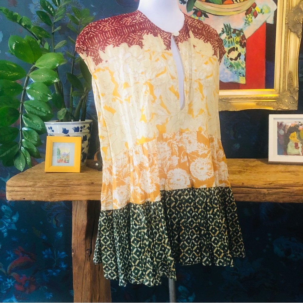 net FREE PEOPLE marigold combo TUNIC TOP small